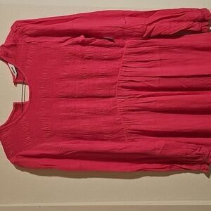 Vibrant‎ Pink Maternity Long Sleeve Dress